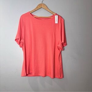 Lane Bryant Ribbed Coral Short Sleeve Tee Plus Size 22/24 NWT